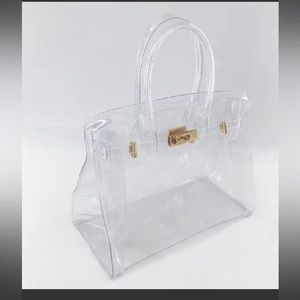 Transparent Tote Bag with Gold Accents